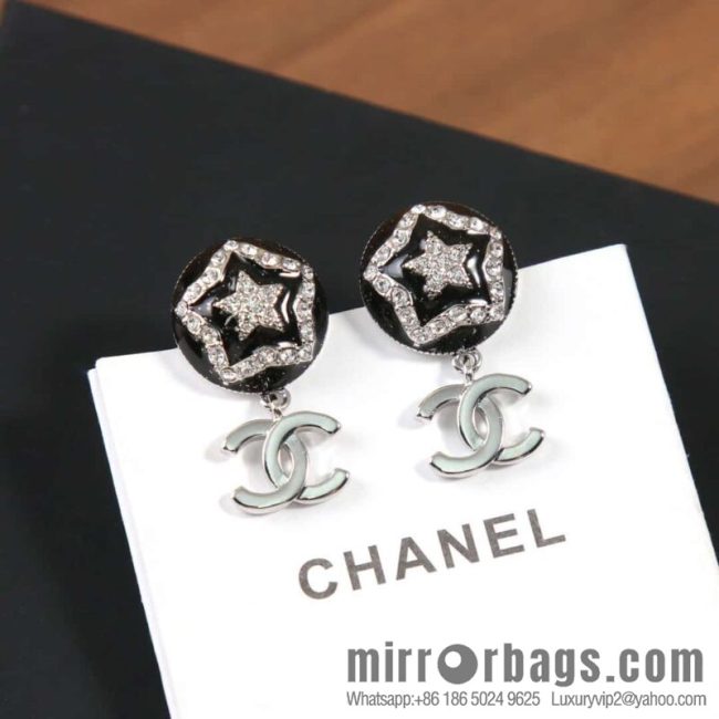 ☀️New ☑️ chanel c2 double c pentagram ⭐ star stud earrings ☀️