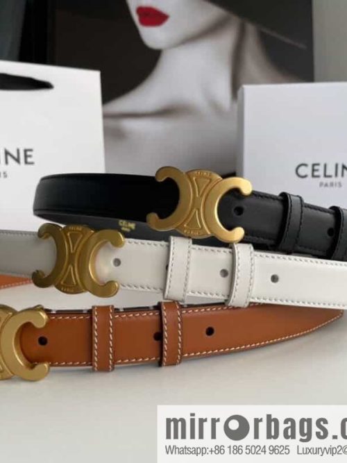 CELINE Arc de Triomphe logo gold buckle trendy belt 2.5cm