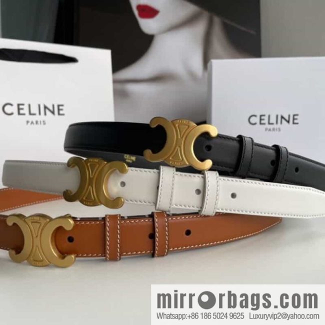 CELINE Arc de Triomphe logo gold buckle trendy belt 2.5cm
