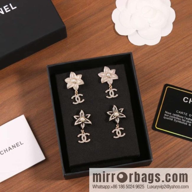 ☀️New ☑️ chanel c2 double c flower stud earrings ☀️