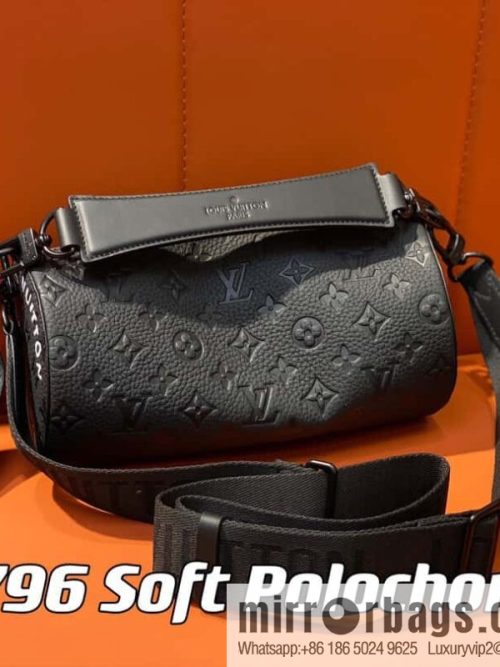 [Original single boutique] M46796 full leather black cylinder bag men\'s bag series Soft Polochon small handbag