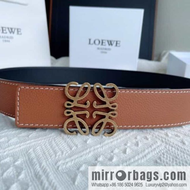 LOEWE, logo metal buckle retro double-sided cowhide belt 4.0 - Image 4