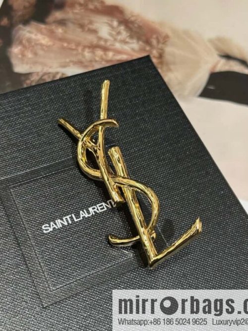 Saint Laurent Gold YSL Brooch