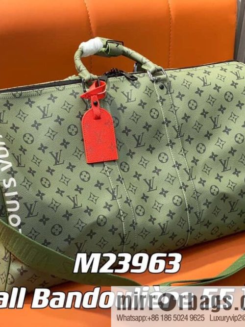 [Original order boutique] M23963 green silk screen, travel bag series, this Keepall Bandoulière 55 travel bag