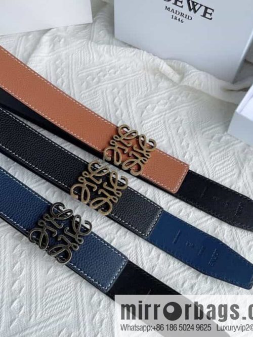 LOEWE, logo metal buckle retro double-sided cowhide belt 4.0