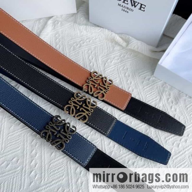 LOEWE, logo metal buckle retro double-sided cowhide belt 4.0
