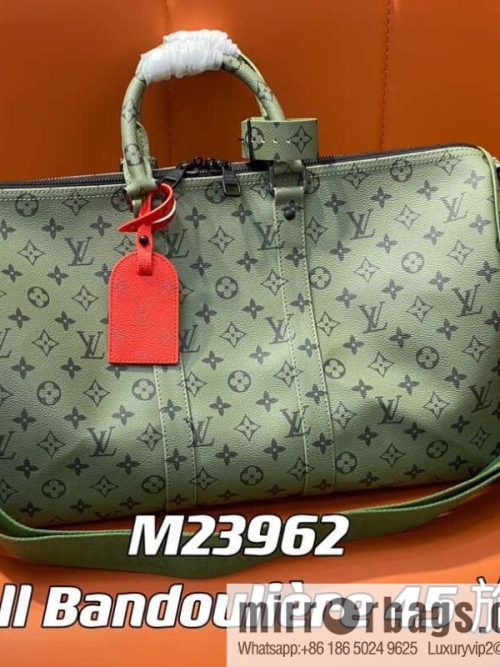 [Original single boutique] M23962 green silk screen, travel bag series Keepall Bandoulière 45 travel bag