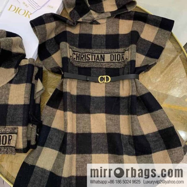 Dior Dior Check\'N \'Dior Black Coffee England Checked Dress Cloak