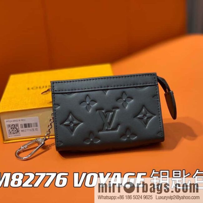 [Original single boutique] M82776 black full leather, key bag wallet series, new VOYAGE key bag in autumn and winter