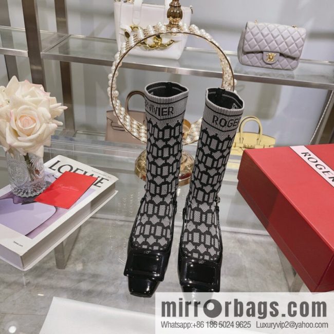 🐰🐰RV2023 early autumn new women\'s shoes Belle Vivier paint buckle patent leather socks boots