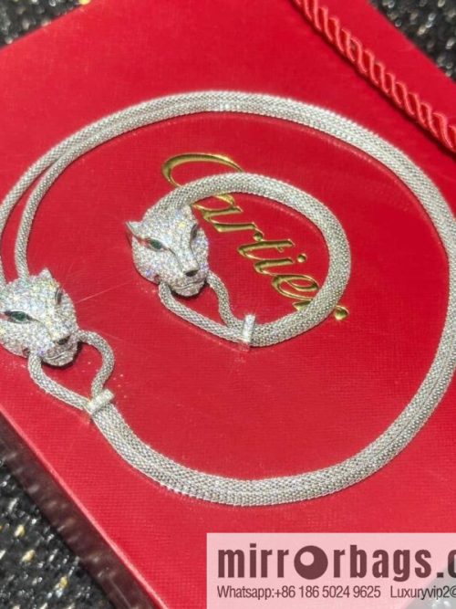 ☀️Cartier PANTHÜRE DECARTIER Jungle Series Full Diamond Leopard Necklace, Bracelet ☀️