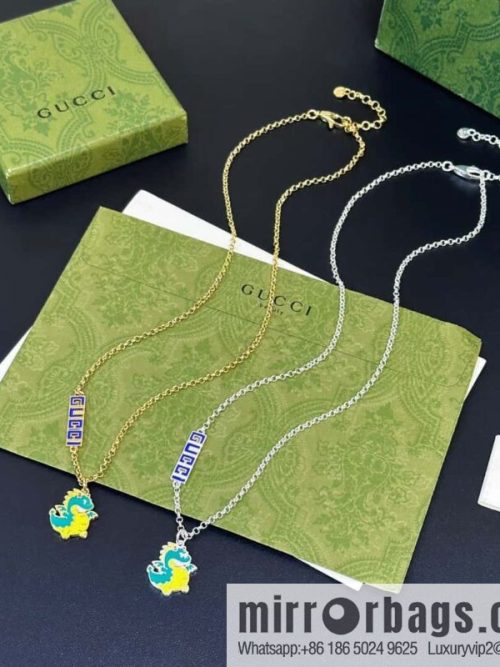 ☀ Chinese New Year Series Dragon Baby Printed Enamel Pendant Green Dragon Necklace ☀