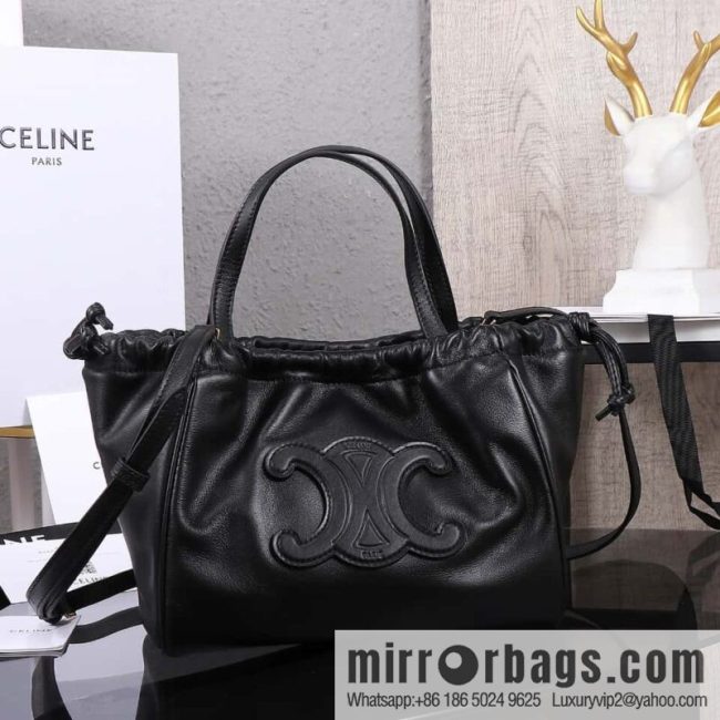 [Premium quality, all-steel hardware 】𝗖𝗘𝗟𝗜𝗡𝗘 new full leather drawstring bag small model: 111013