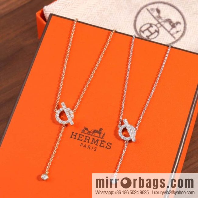 ❤️New ☑️ Hermès HERMES full diamond OT fringed necklace