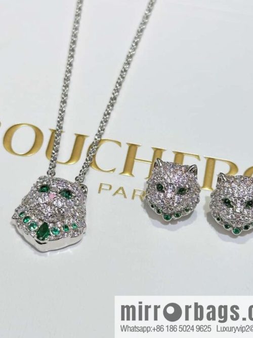 ☀New BOUCHERON/Boucheron Full Diamond Chinchilla Necklace, Earrings ☀
