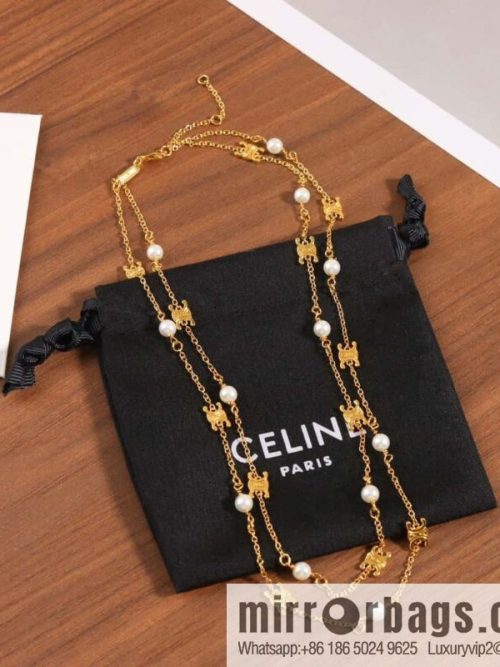 New Celine Double Arc de Triomphe Pearl Necklace