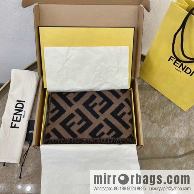 FENDI Fendi Classic FF Logo Cashmere Scarf FXT260 - Image 3