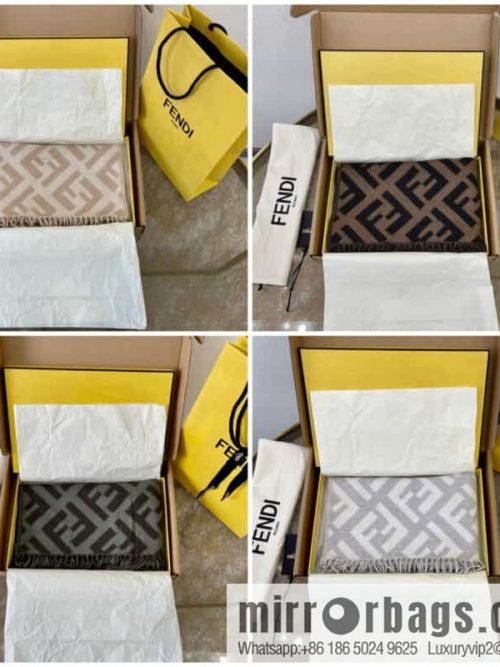FENDI Fendi Classic FF Logo Cashmere Scarf FXT260