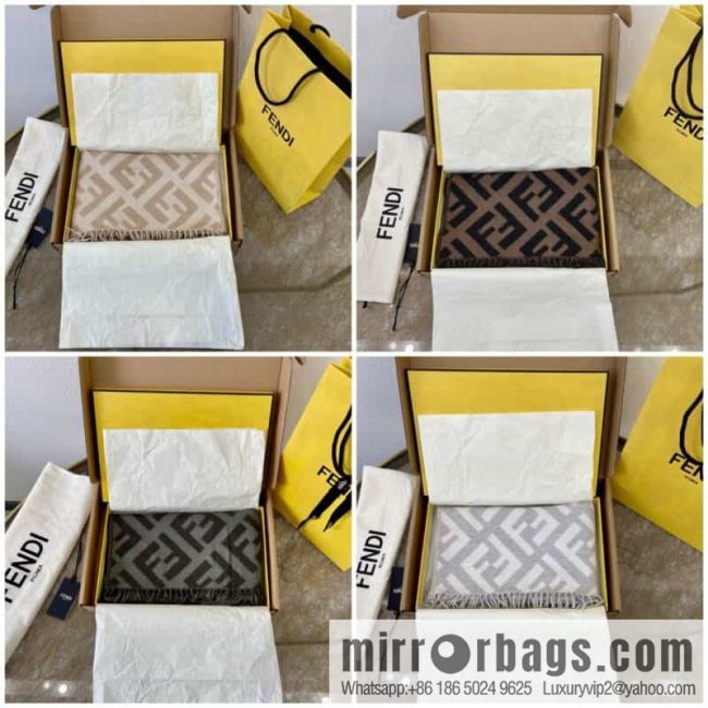 FENDI Fendi Classic FF Logo Cashmere Scarf FXT260