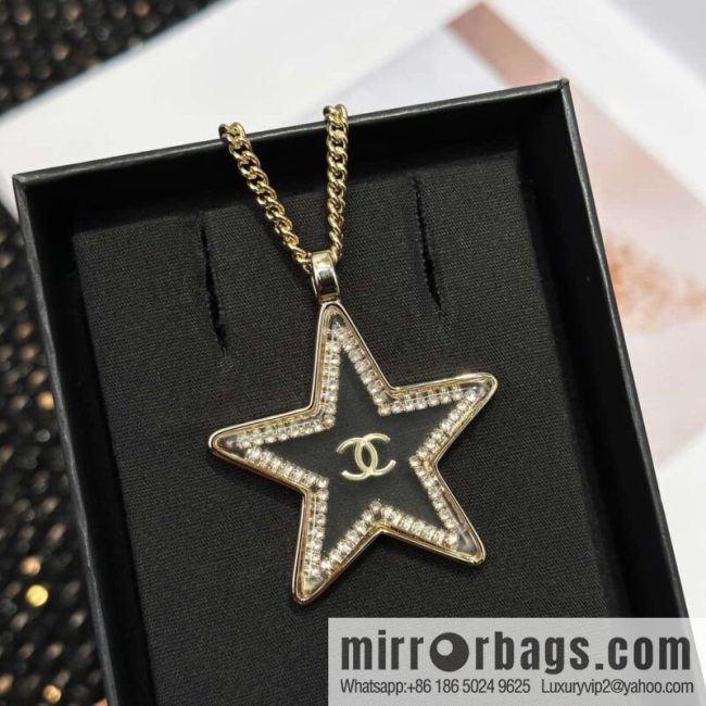 ☀️New ☑️ Chanel Double C Pentagram ⭐ Star Necklace ☀️