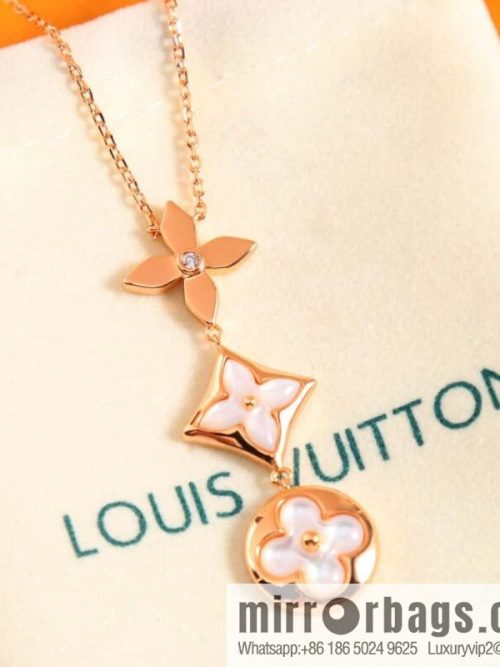 New Q94262 Louis Vuitton LV COLOR BLOSSOM Rhombus Shell Necklace