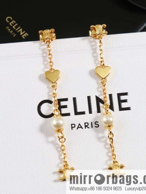 ❗️New ❗️ ☀️ New ☑️ Celine Celine Arc de Triomphe peach heart love pearl stud earrings