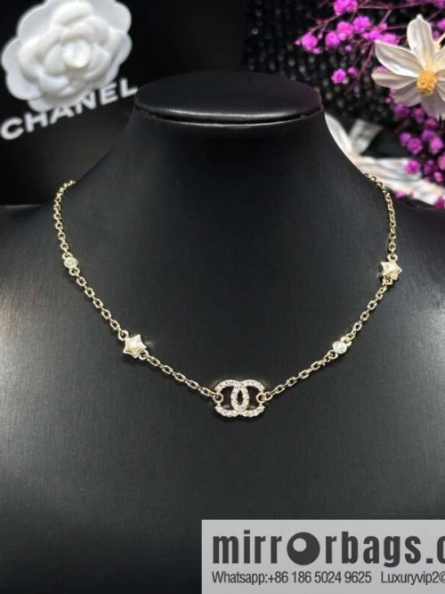☀️New ☑️ Chanel double C full diamond pentagram ⭐ star necklace ☀️