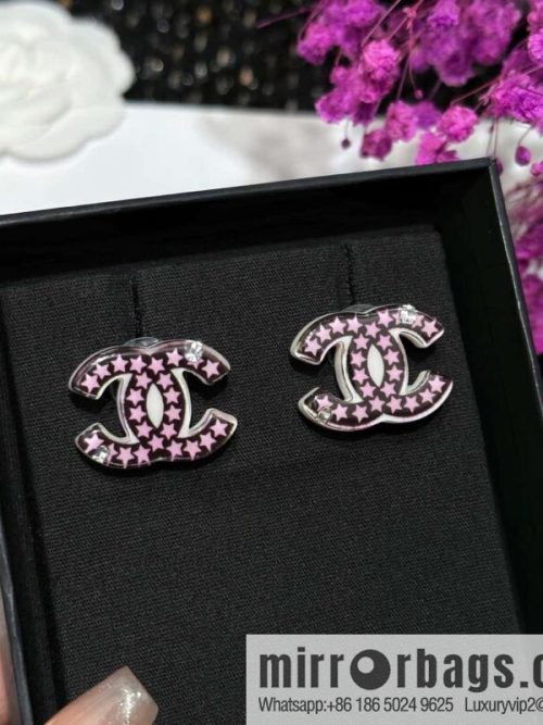 ☀️New ☑️ Chanel double C pentagram ⭐ star stud earrings ☀️