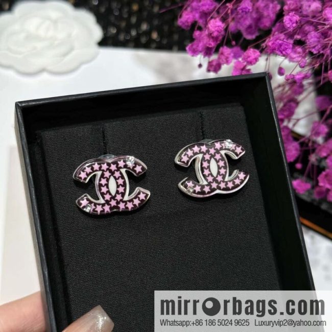 ☀️New ☑️ Chanel double C pentagram ⭐ star stud earrings ☀️