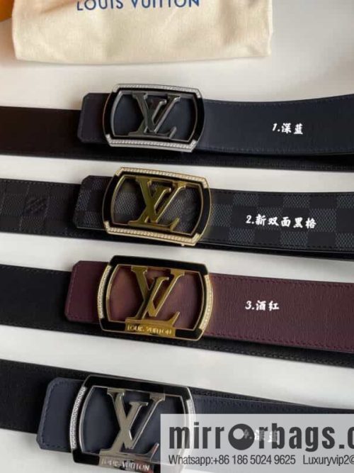 LV/Louis Vuitton, Stainless Steel Letter Square Resin Craft Diamond Inlaid Metal Buckle 4.0cm Belt
