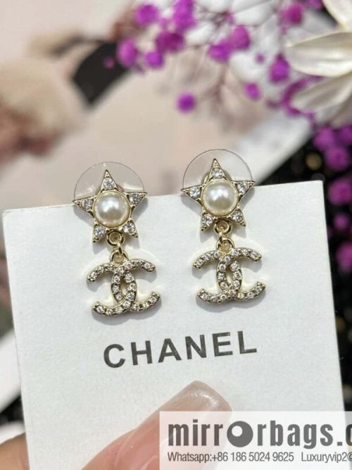 ☀️New ☑️ Chanel c2 double C pentagram ⭐ star stud earrings ☀️
