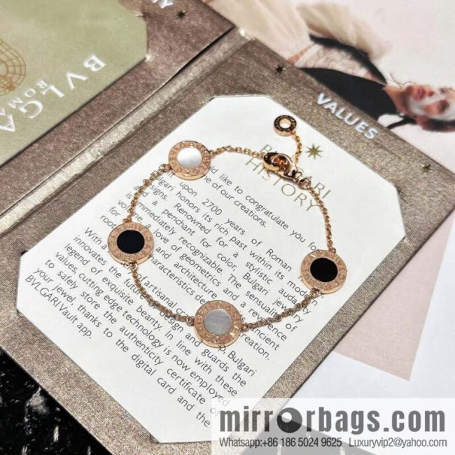 ☀BVLGARI Bulgari round cake four flower bracelet ☀️ rose gold white fritillary, black agate ☀️ can fit 15-19cm hand circumference
