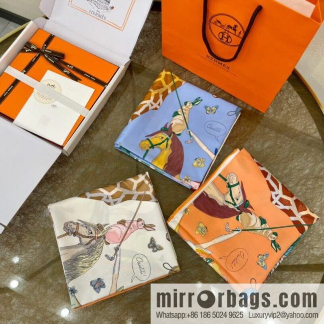 Hermes \"Hermes Dynamic Sharing\" 100% silk scarf