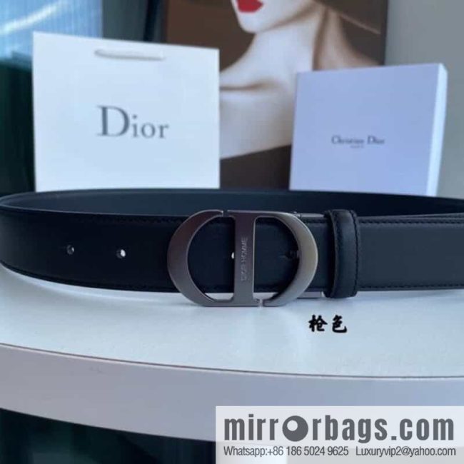 DIOR Dior, imported first layer cowhide matte texture metal buckle men\'s waist practical and embellished belt - Image 4