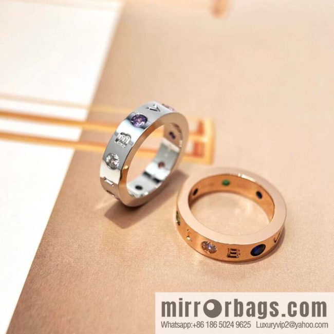 ☀BVLGARI Bulgari Diamond English Alphabet Ring ☀ Ring 5678
