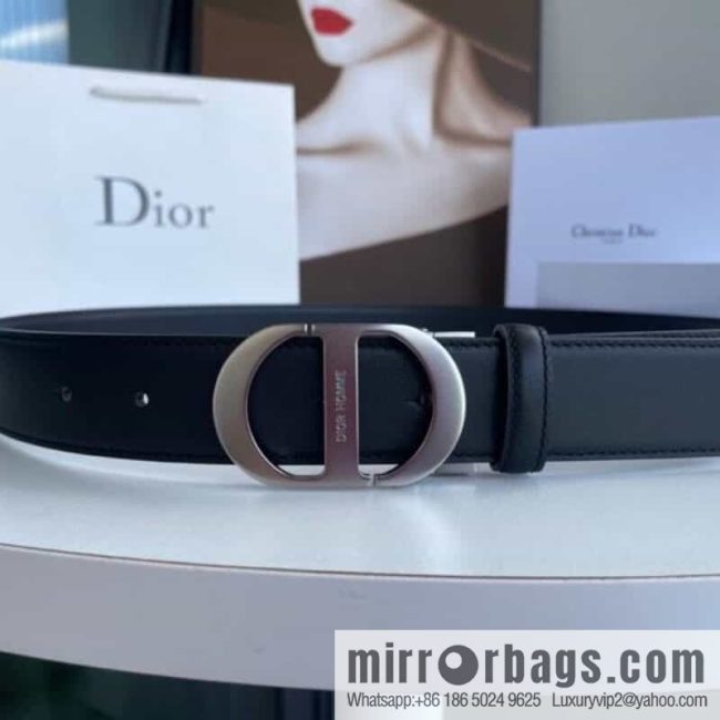 DIOR Dior, imported first layer cowhide matte texture metal buckle men\'s waist practical and embellished belt - Image 2