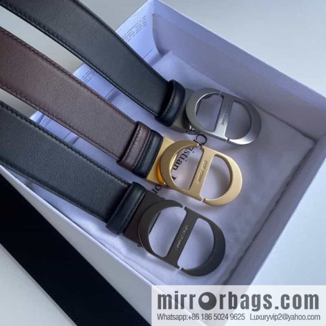 DIOR Dior, imported first layer cowhide matte texture metal buckle men\'s waist practical and embellished belt