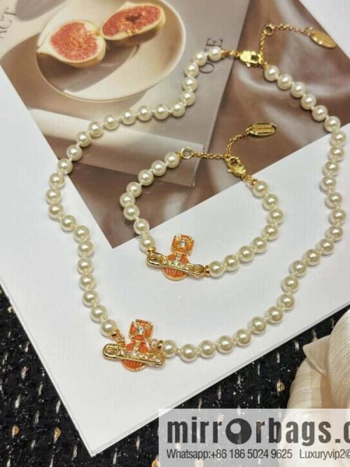 New ☑️ Vivienne Westwood Queen Mother Saturn Pearl Bracelet Necklace
