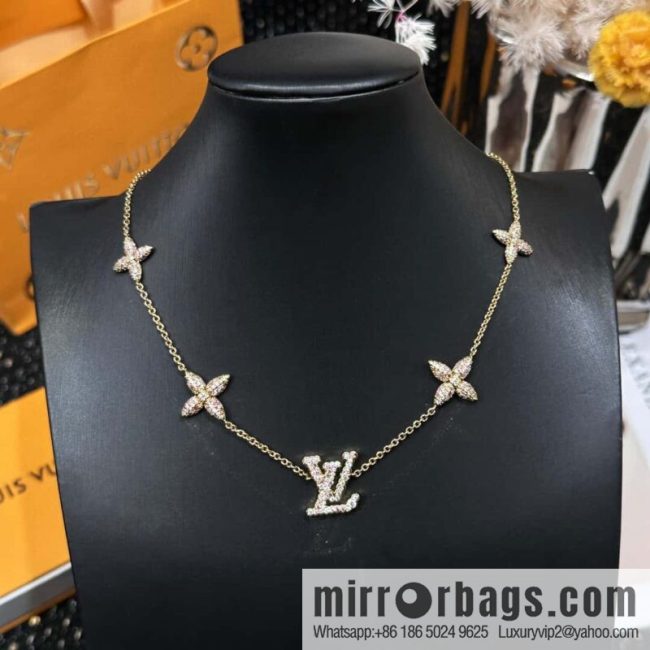 ❗️New ❗️ M01480 ☀ Louis Vuitton LV ICONIC TRESOR Full Diamond Pink Diamond Necklace ☀