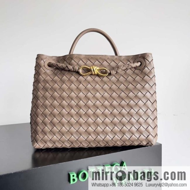 BV Bottega Veneta2023 new Andiamo woven handbag, medium, model number: 743572 khaki