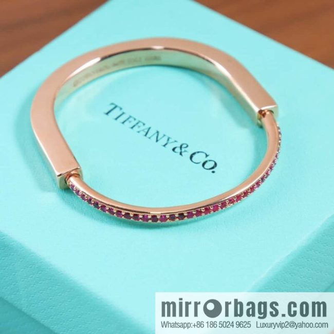 ☀️Tiffany Lock Pink Diamond Half Diamond Lock Head Bracelet Bracelet ☀️