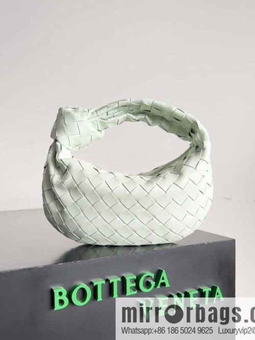 Bv2022 new Mini Jodie woven knotted round hobo bag, model: 651876 ice blue