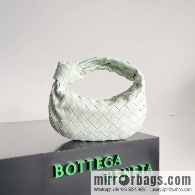 Bv2022 new Mini Jodie woven knotted round hobo bag, model: 651876 ice blue