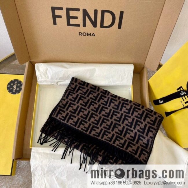 FENDI Fendi FF small letter jacquard 100% wool scarf FXS366