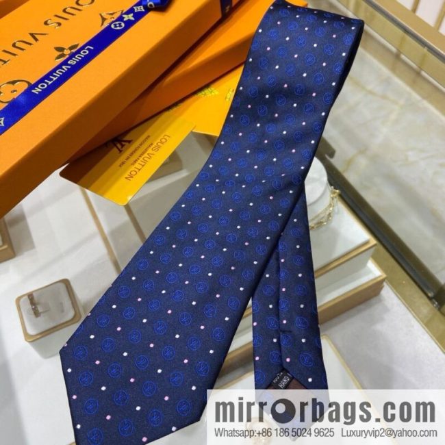 LV Louis Vuitton [L Polka Dot Tie] 100% Top Jacquard Silk Tie M78752 - Image 2