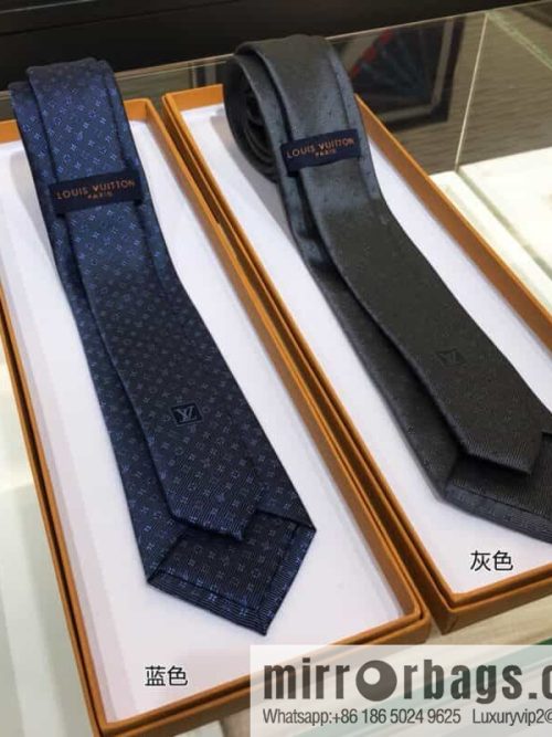 LV Louis Vuitton 100% top jacquard silk L-pattern tie