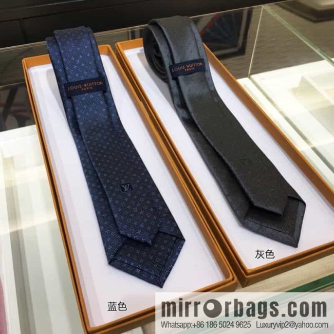 LV Louis Vuitton 100% top jacquard silk L-pattern tie