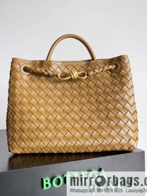 BV Bottega Veneta2023 New Andiamo woven handbag, medium, model number: 743572 mustard green