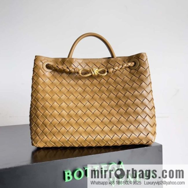 BV Bottega Veneta2023 New Andiamo woven handbag, medium, model number: 743572 mustard green