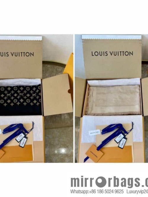 LV Louis Vuitton silk and wool blend shawl M76641 M70670